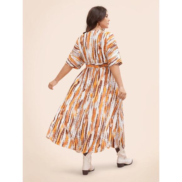 NWT BloomChic Women Striped Overlap Collar Maxi Dress Plus Size: 14-16 (1X) - Picture 2 of 8